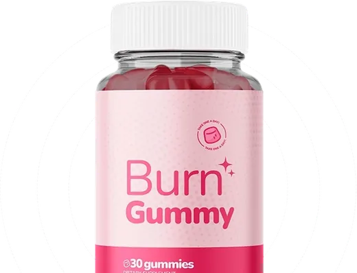 Top half of a Burn Gummy bottle with circle lines behind it