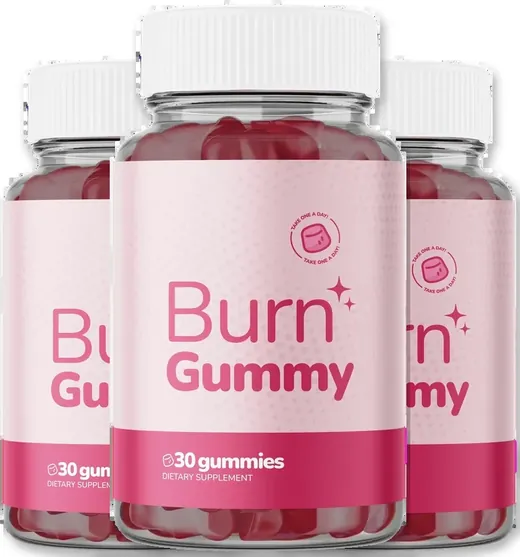 Three Burn Gummy bottles standing together