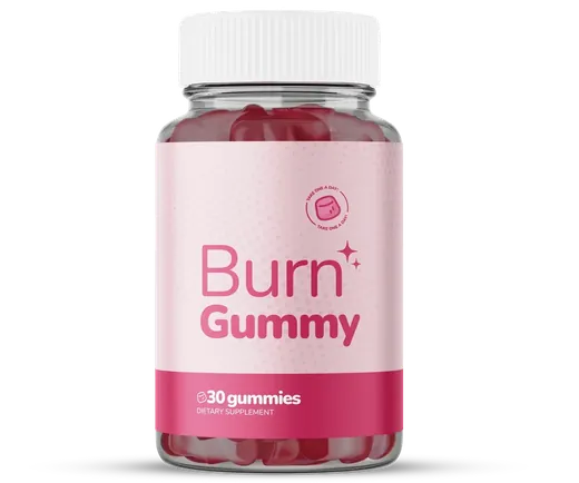 Burn Gummy bottle on a plain background